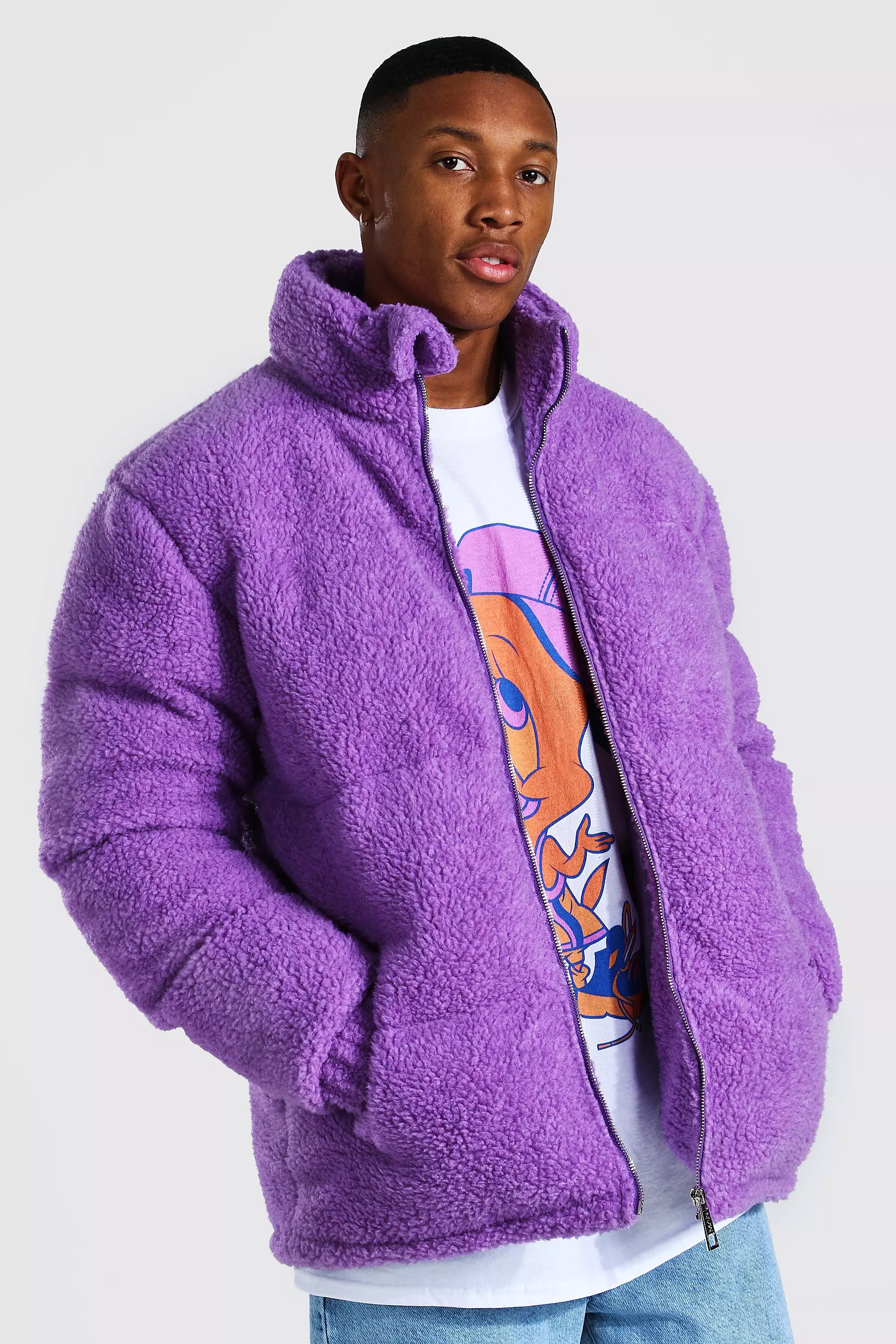 Borg Funnel Neck Puffer boohooMAN