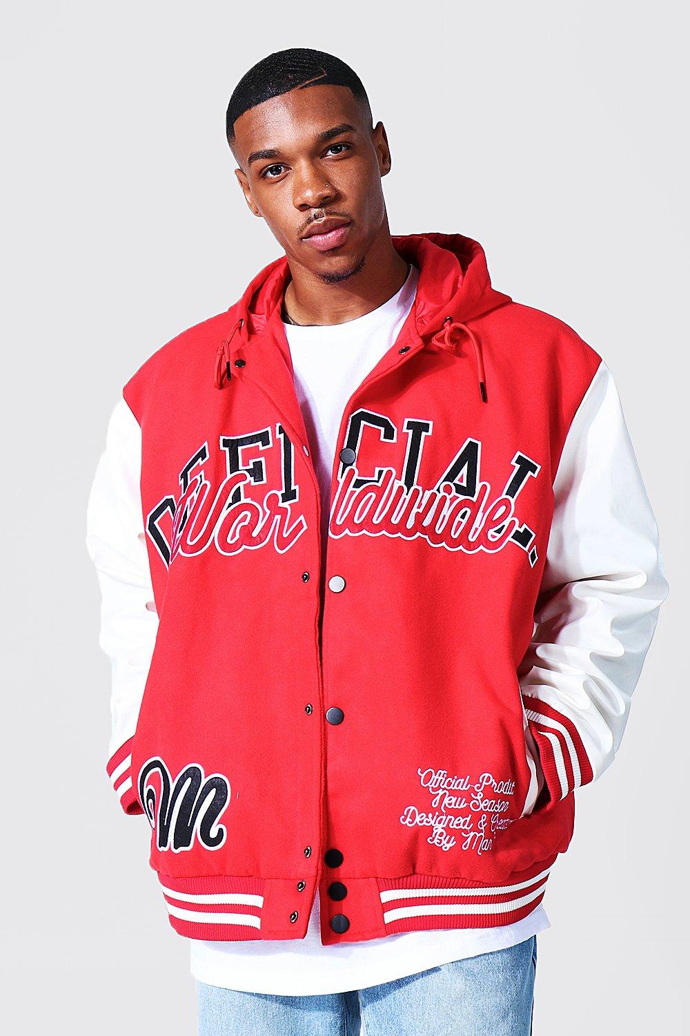 The Hooded Varsity Jacket - Red