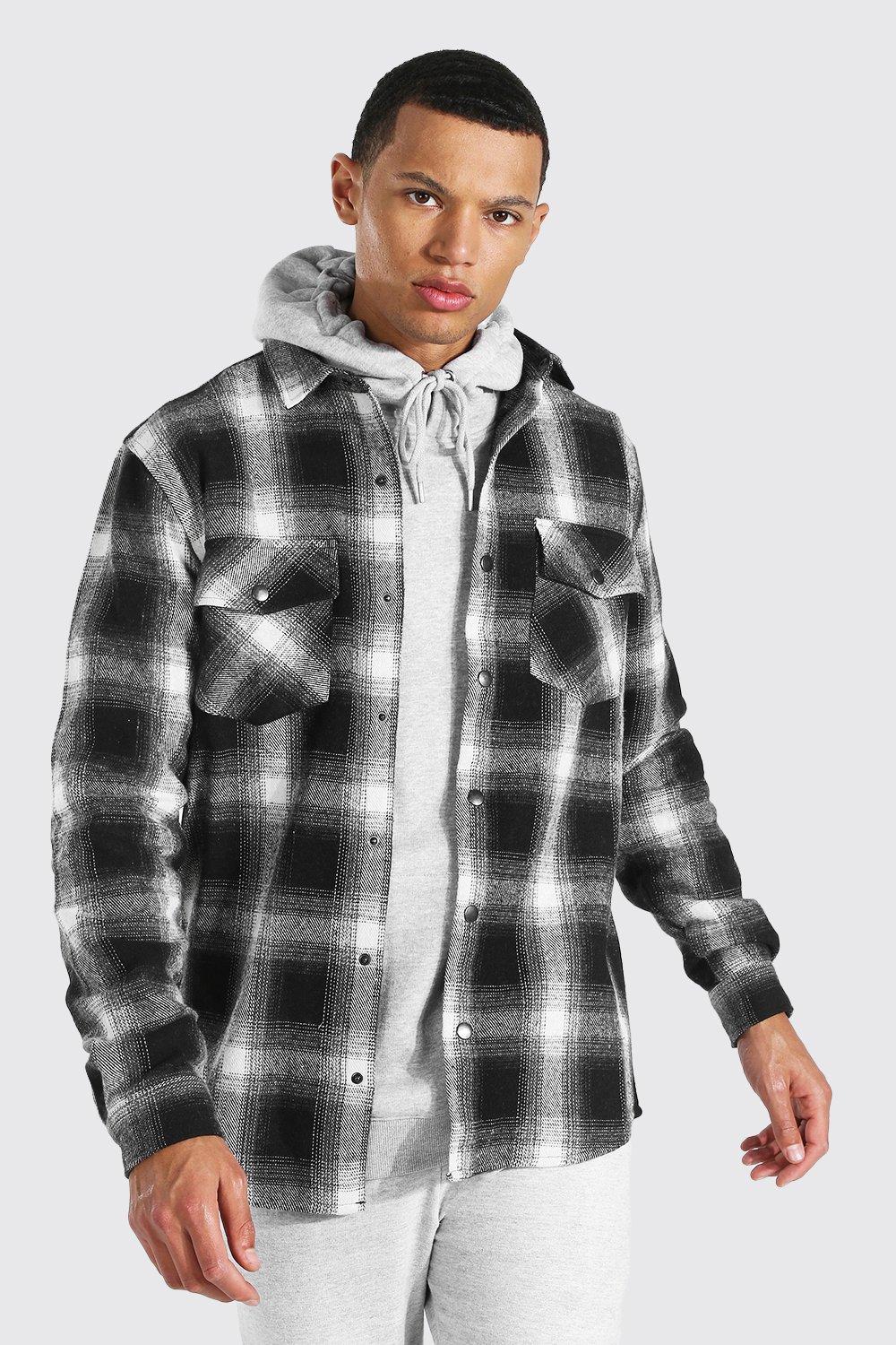 Tall Heavy Weight Check Overshirt | boohooMAN UK