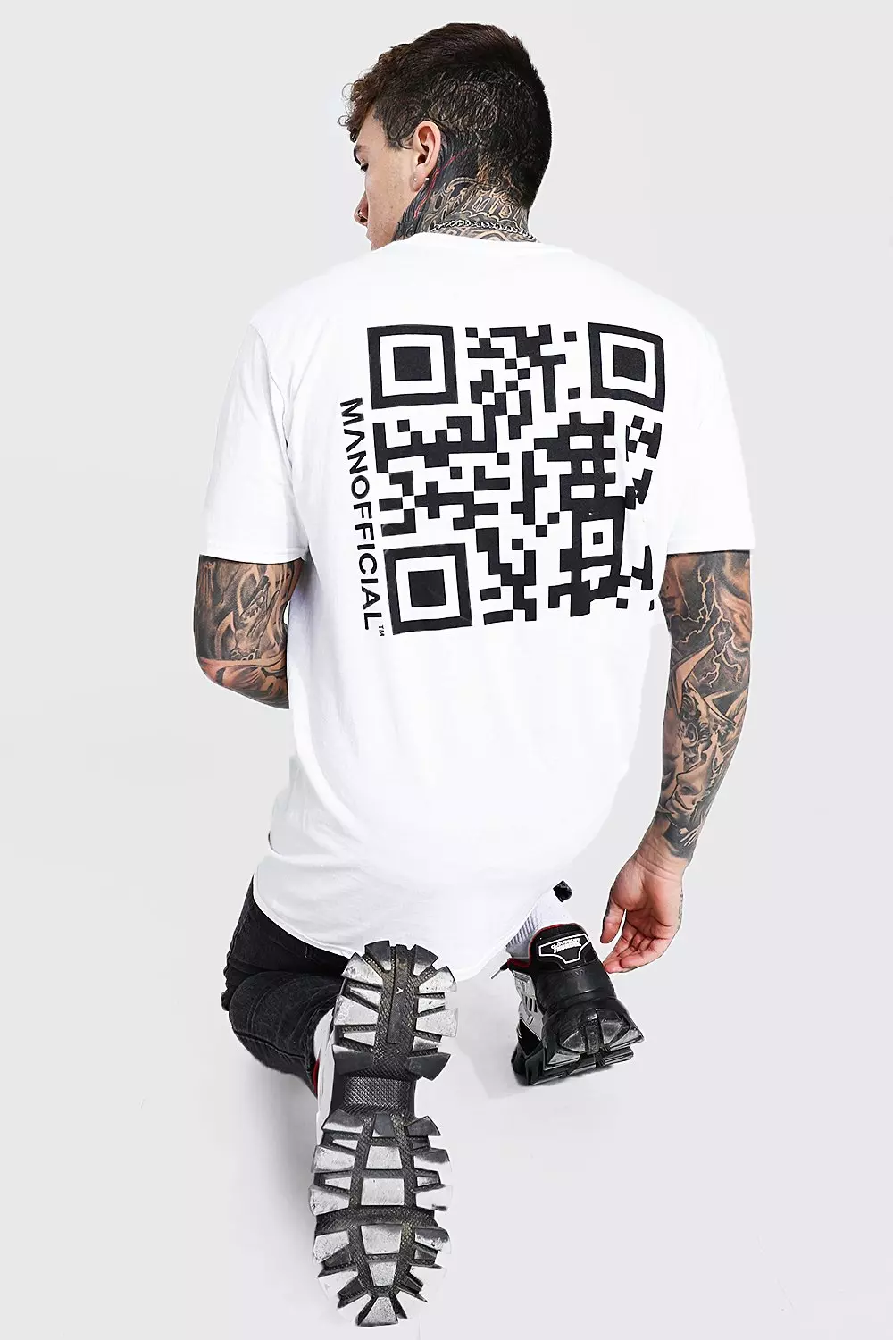 Oversized Qr Code Print T-shirt | boohooMAN USA
