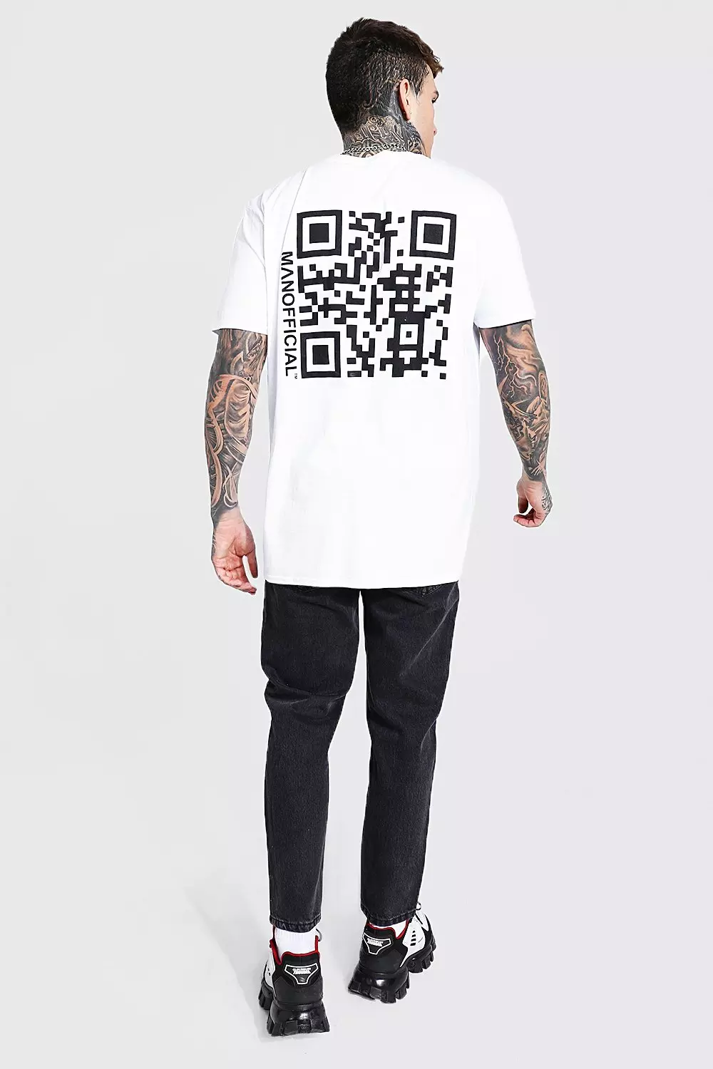 Oversized Qr Code Print T-shirt | boohooMAN USA