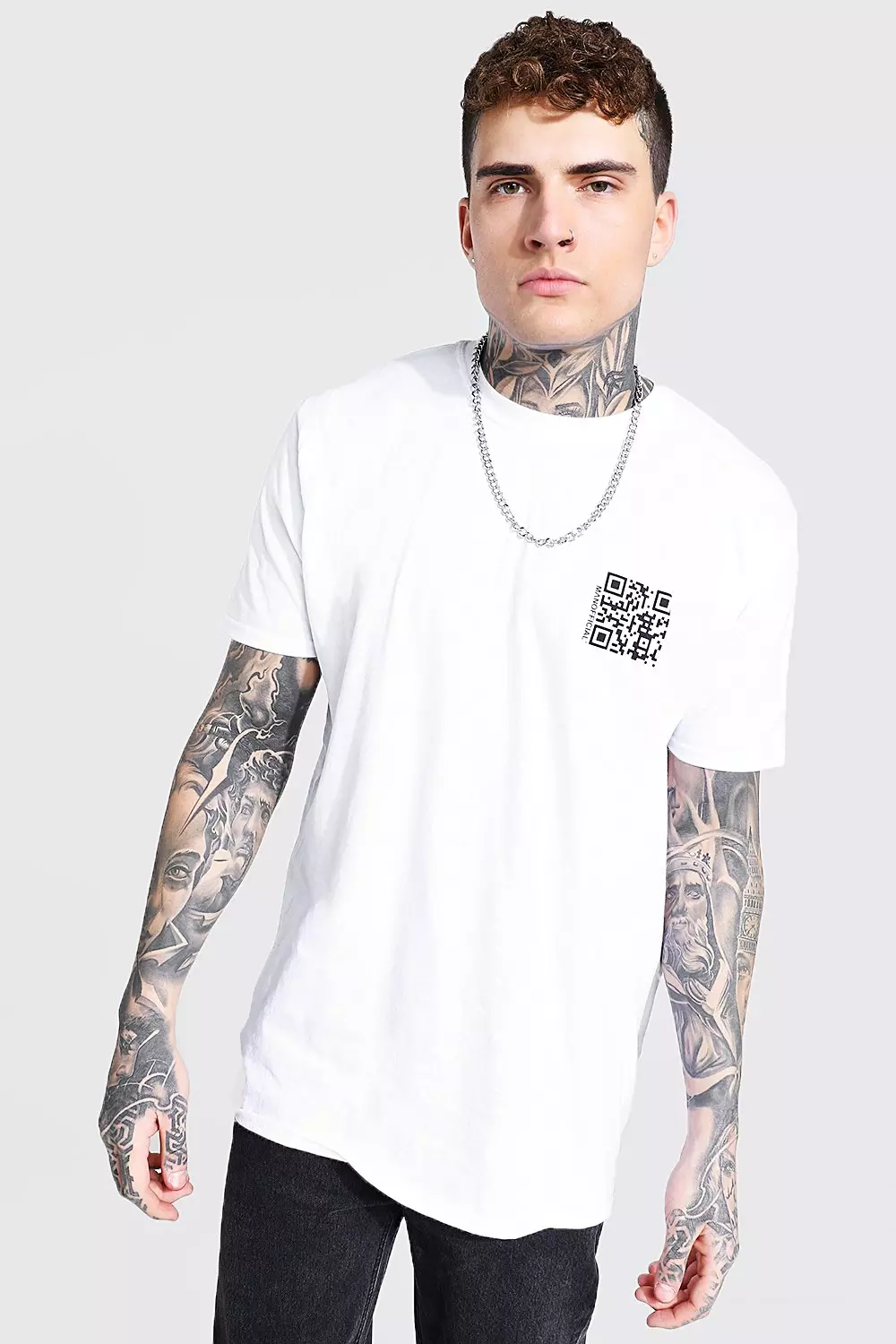 Oversized Qr Code Print T-shirt | boohooMAN USA
