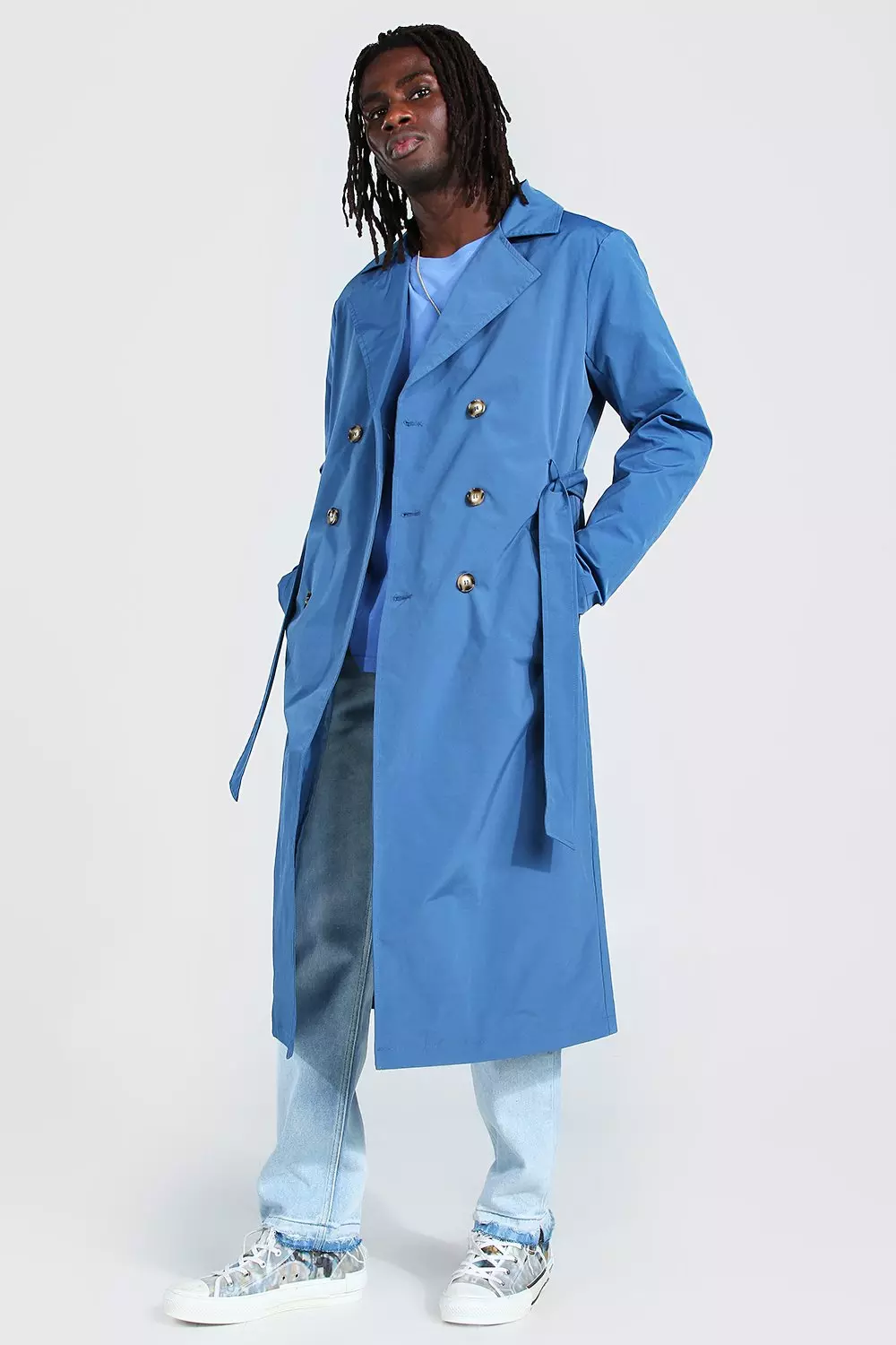 Extra Longline Double Breasted Trench Coat boohooMAN