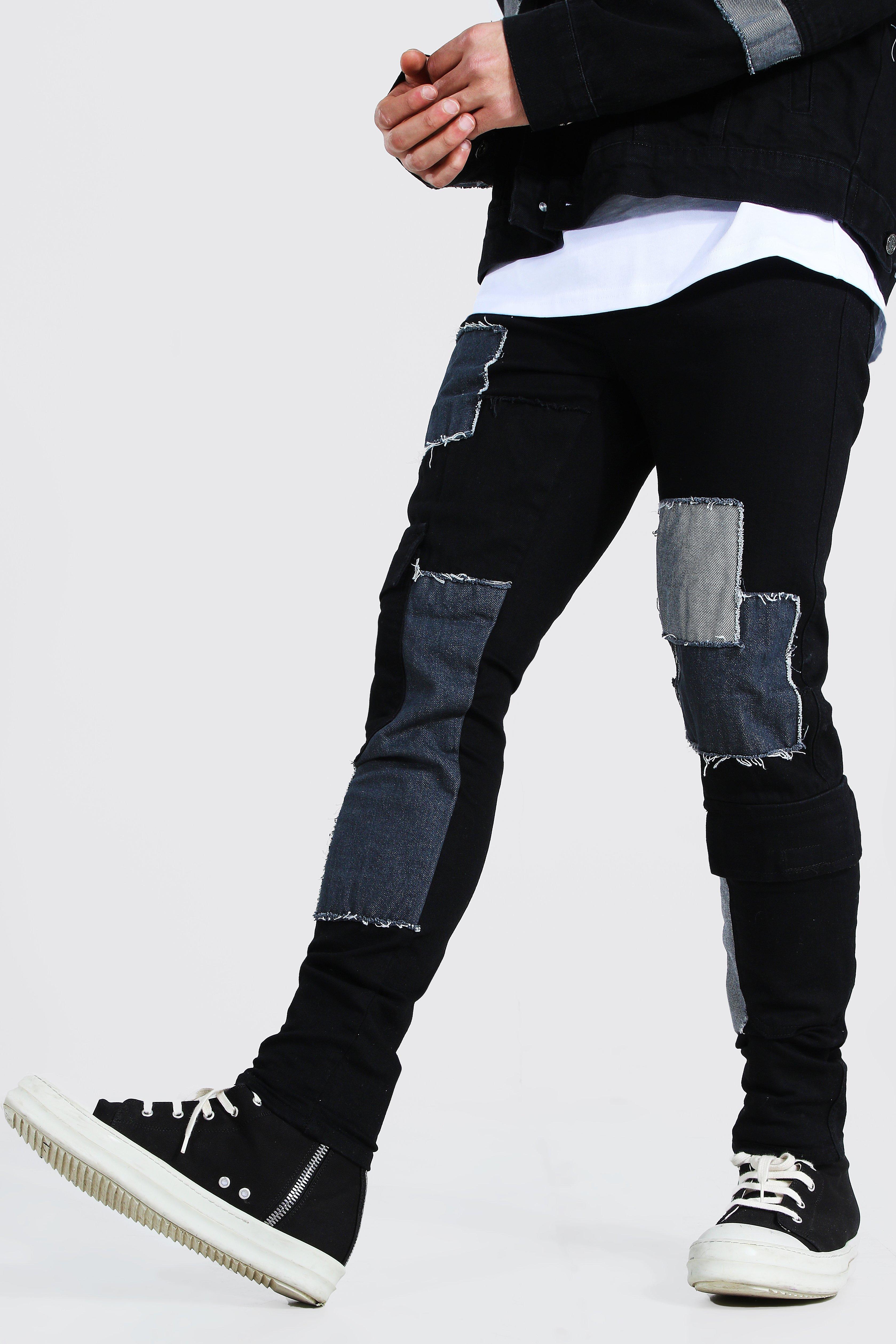 Savage Slim-Fit Straight-Leg Patchwork Jeans