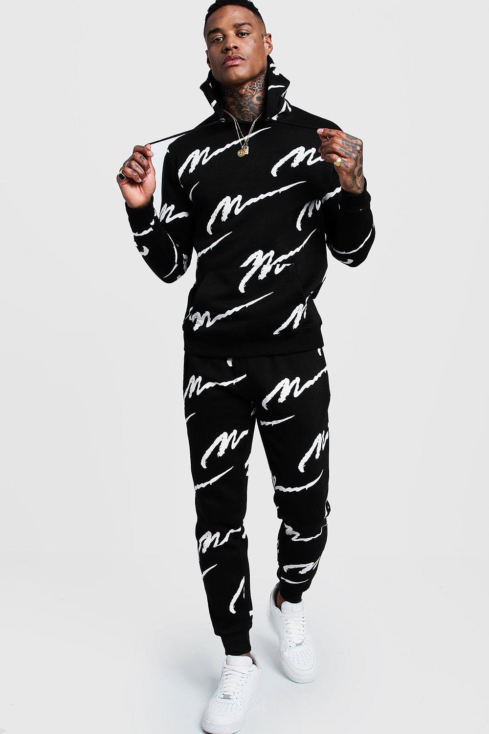 Boohooman printed tracksuit on sale