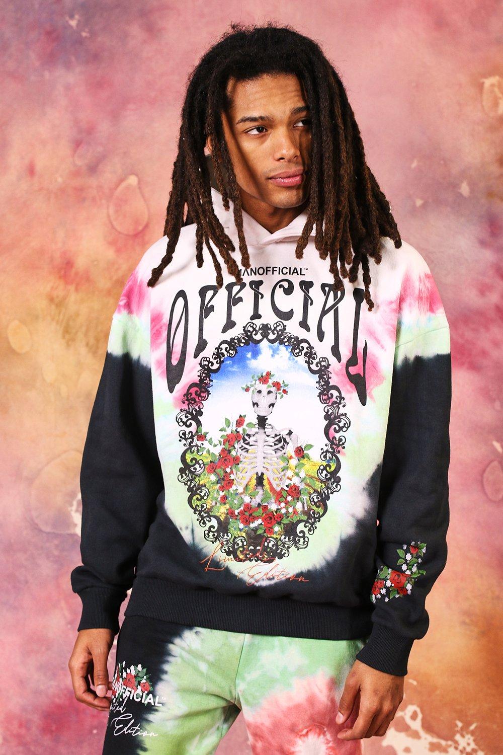 Boohooman tie dye online hoodie