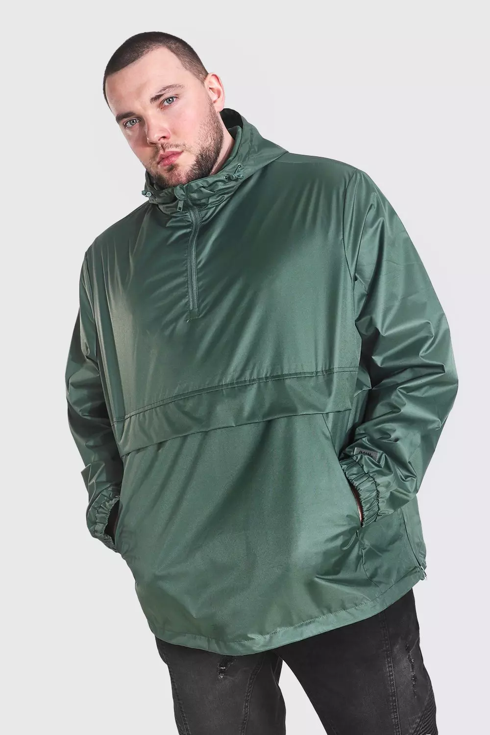 Plus Size Man Smart Packable Overhead Cagoule boohooMAN