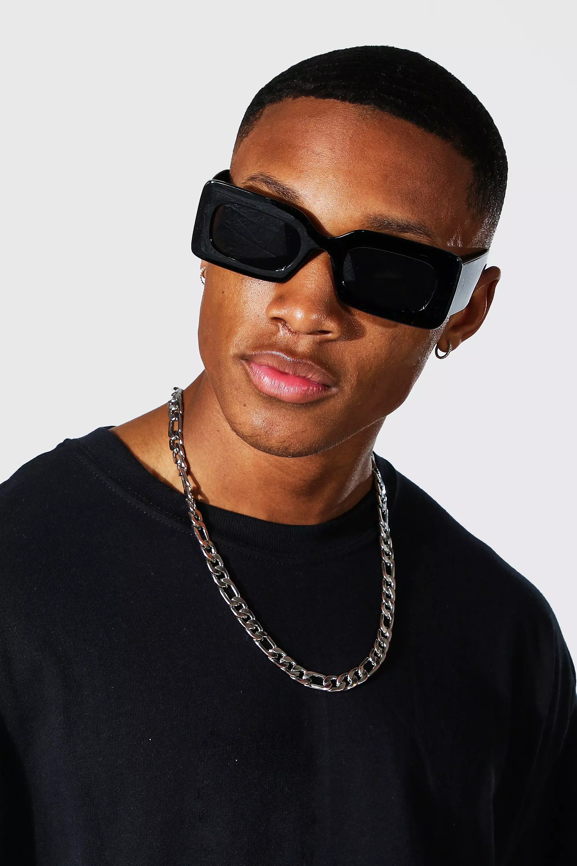 Rectangular Thick Frame Sunglasses boohooMAN DE