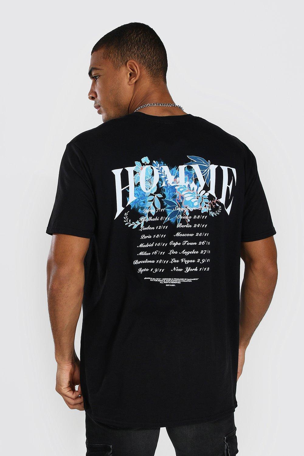 T shirt oversize imprim Homme fleurs dans le dos