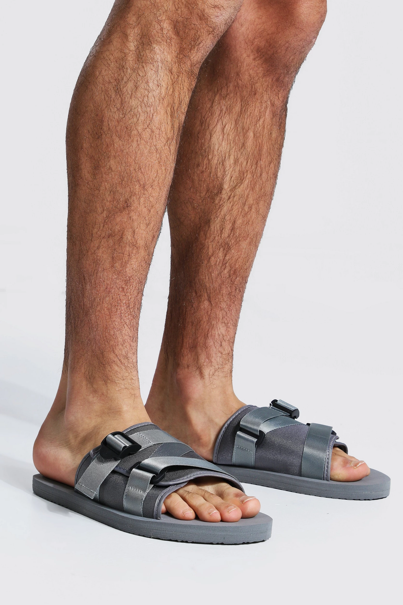 boohooman.com | Padded Strap Front Sliders
