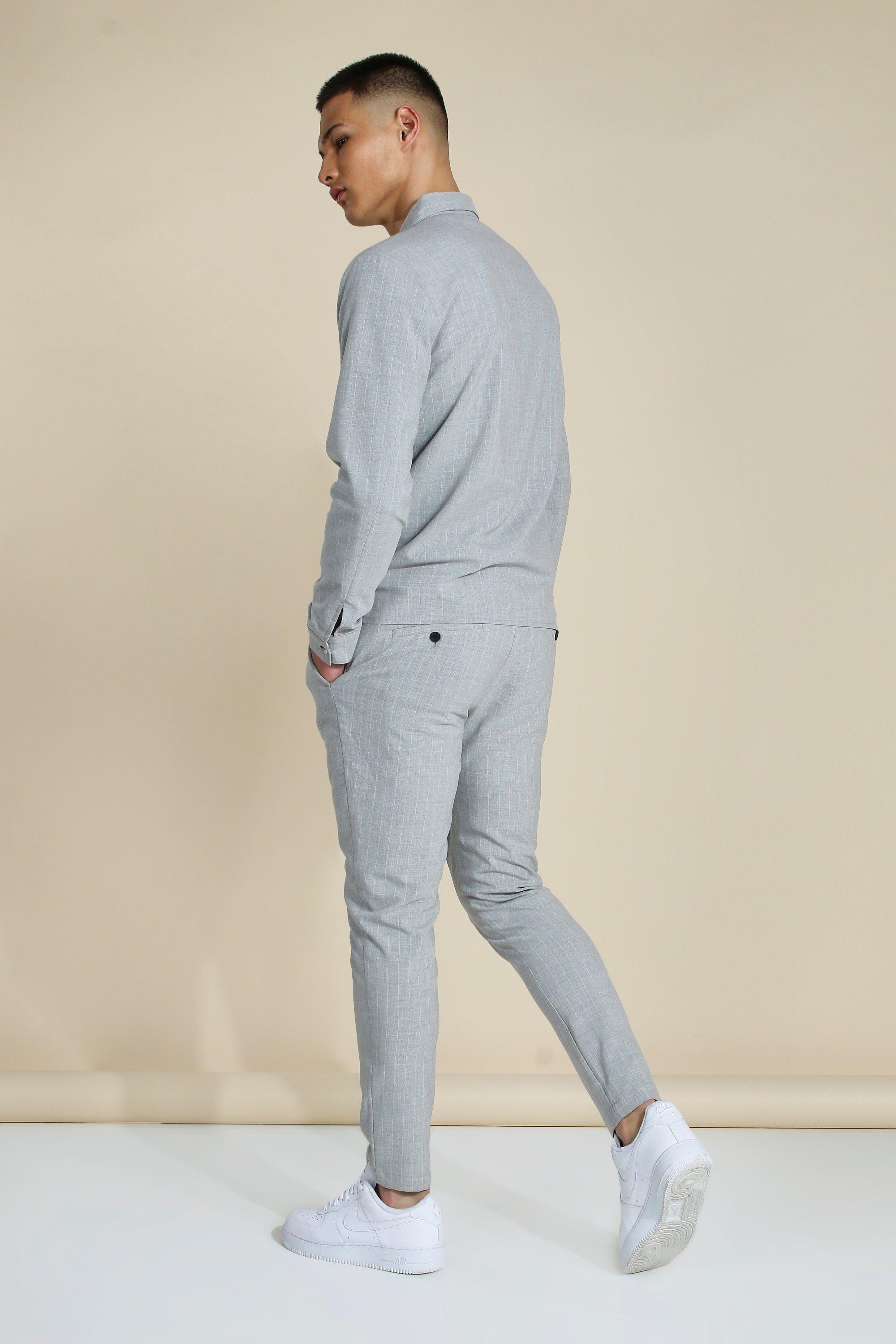 Stripe Skinny Smart Cropped Coord Joggers boohooMAN