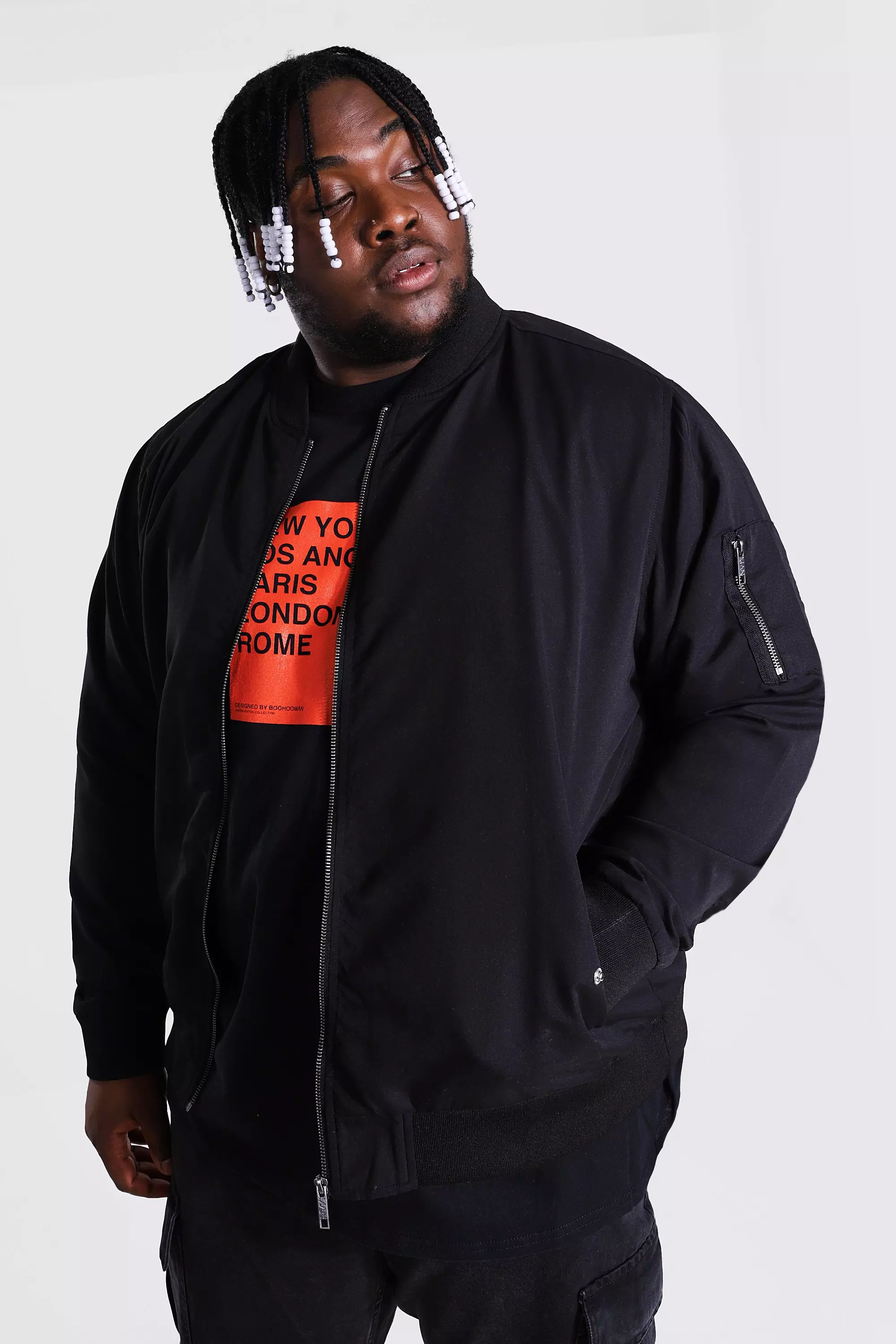 Plus Size Ma1 Bomber Jacket boohooMAN UK