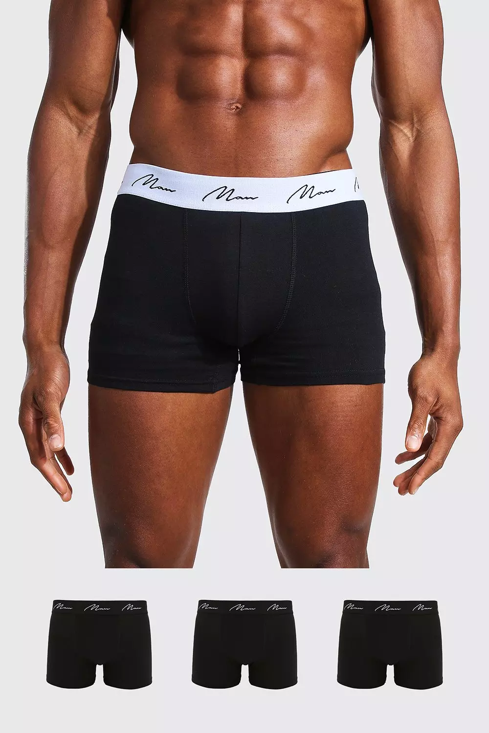 3 Pack MAN Signature Trunks Black