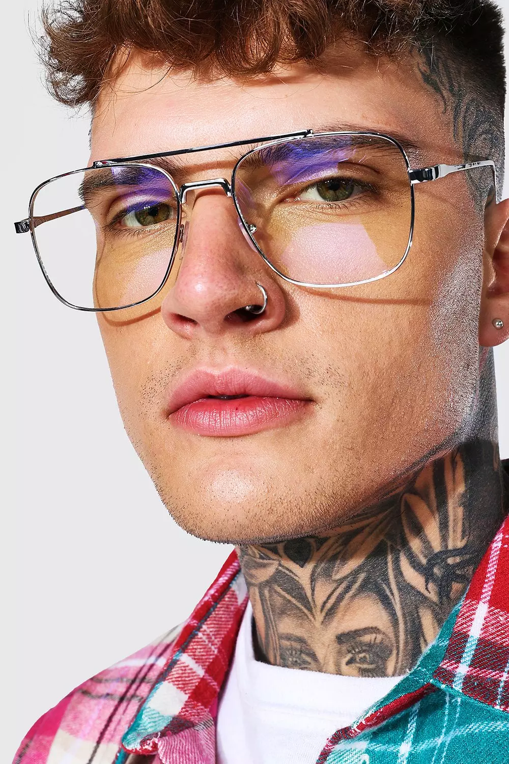 Aviator Clear Lens Fashion Glasses boohooMAN UK