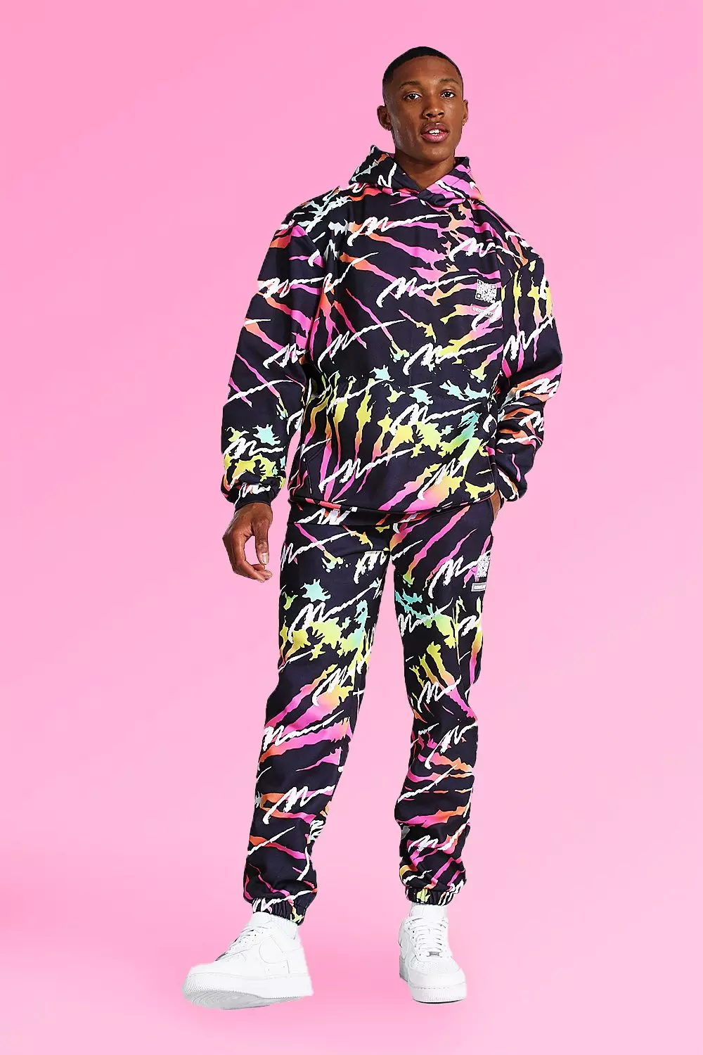特別セーフ Oversized All Over Man Tie Dye Hood Tracksuit | boohooMAN USA トップス