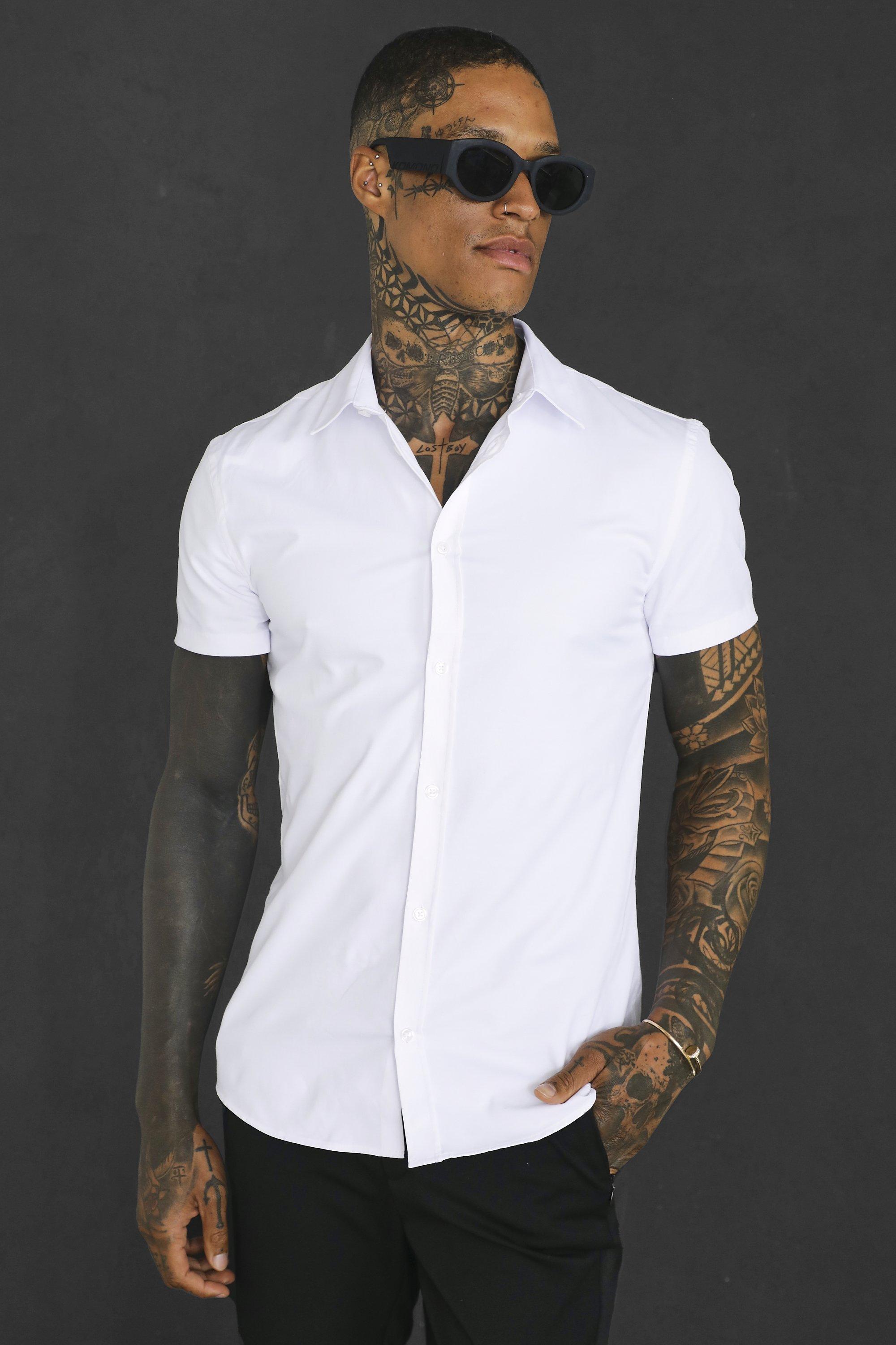 boohooMAN Men's Short Sleeve Slim Shirt