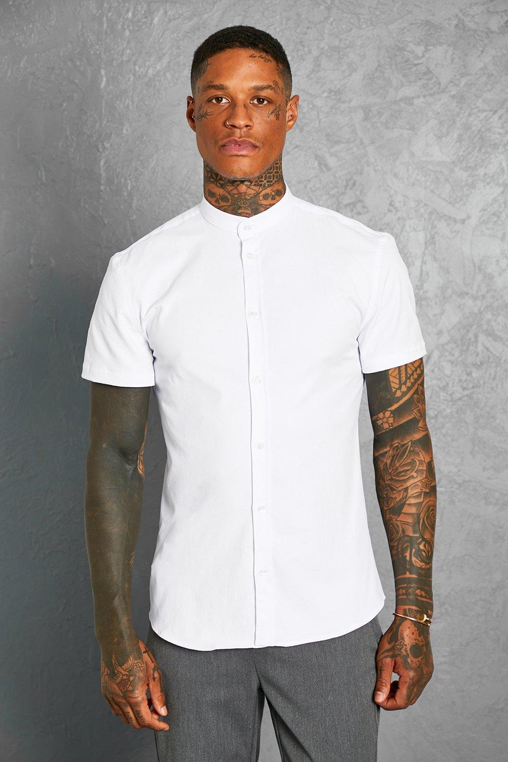 white slim fit grandad shirt