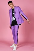 Purple Skinny Plain Cropped Suit Pants