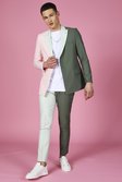 Skinny Anzughose im Colorblock-Design, Salbeigrün