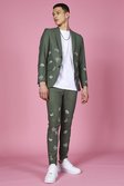 Sage Skinny Bandana Embroidered Suit Trouser