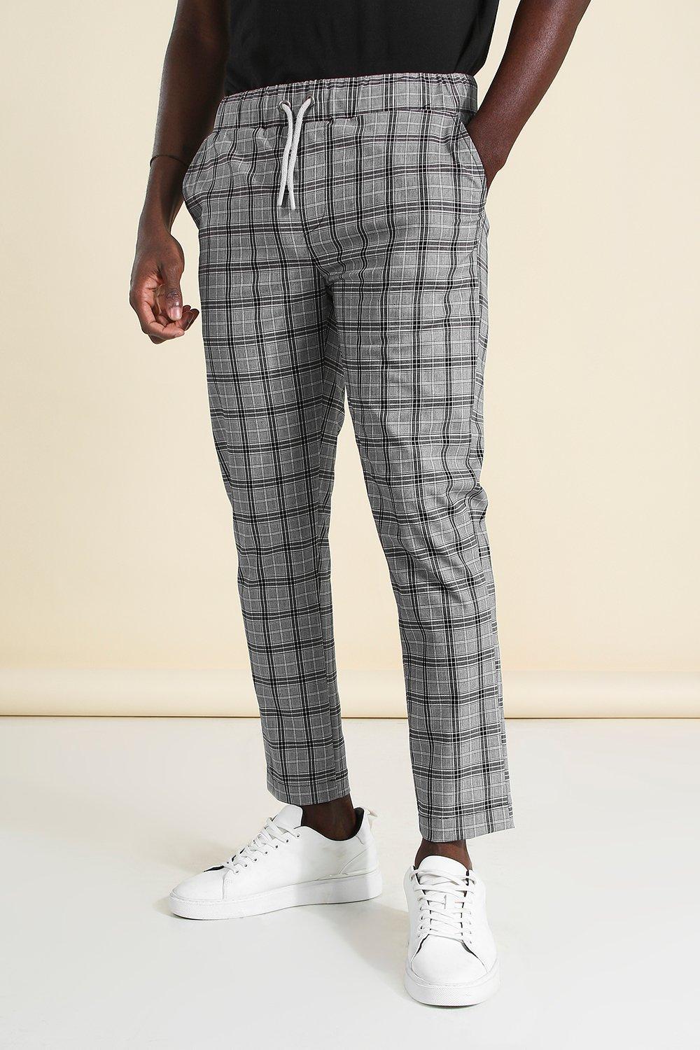 Skinny Windowpane Check Smart Jogger boohooMAN USA