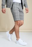 Grey Slim Check Smart Shorts