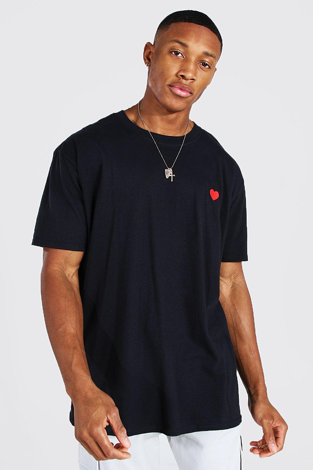 Heart Embroidered T-shirt | boohooMAN USA