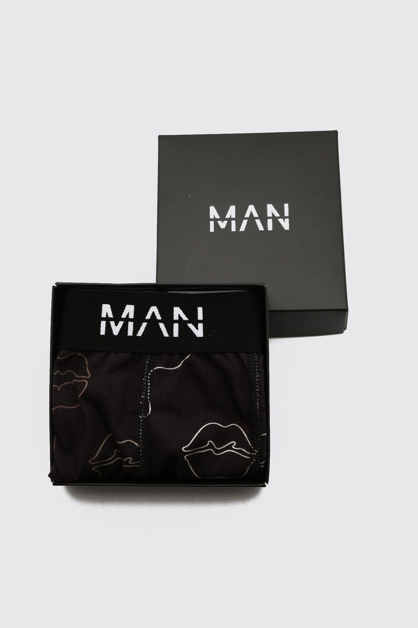 boohoo Mens Black Man Monogram Print Boxers - ShopStyle