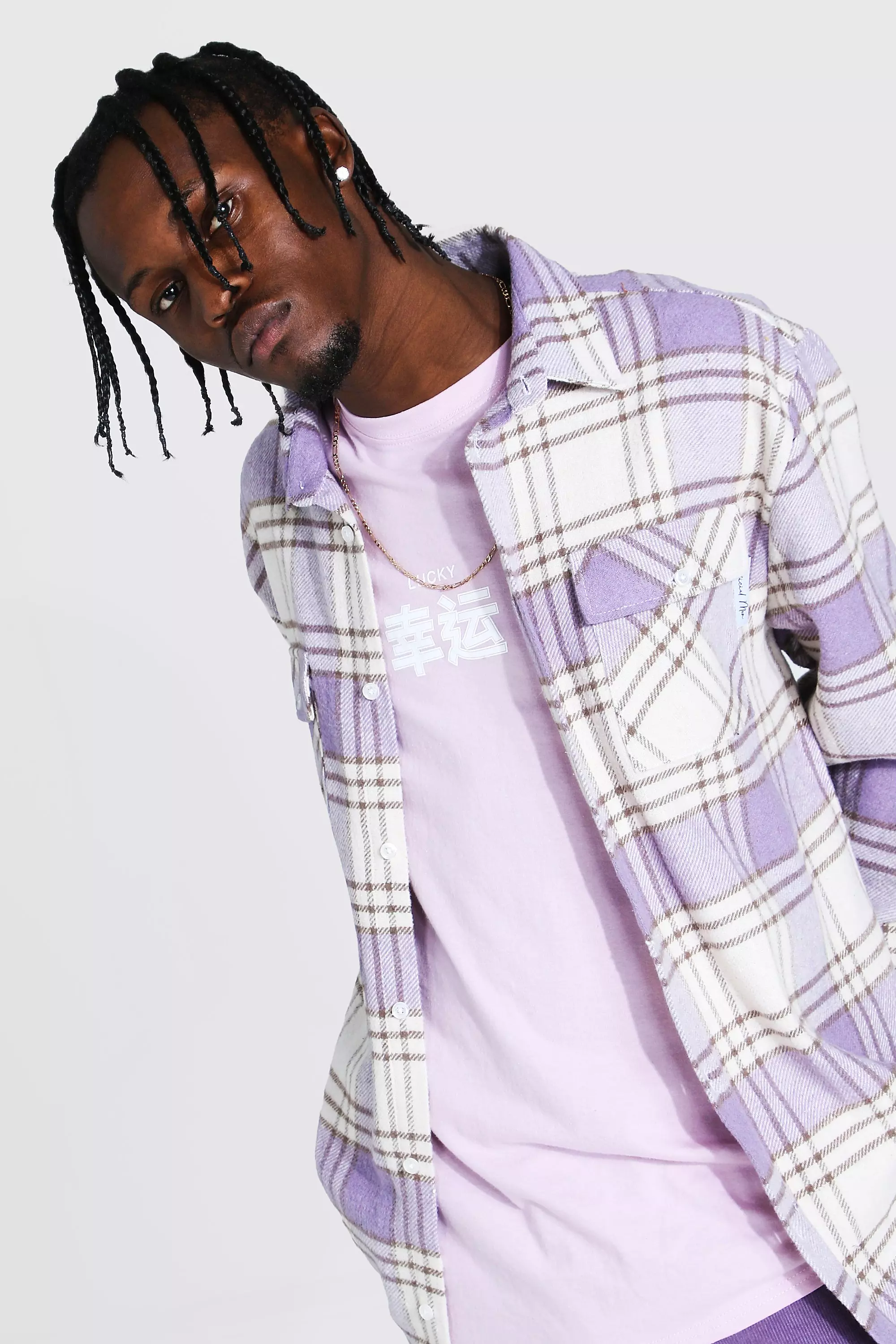 Long Sleeve Flannel Overshirt | boohooMAN USA