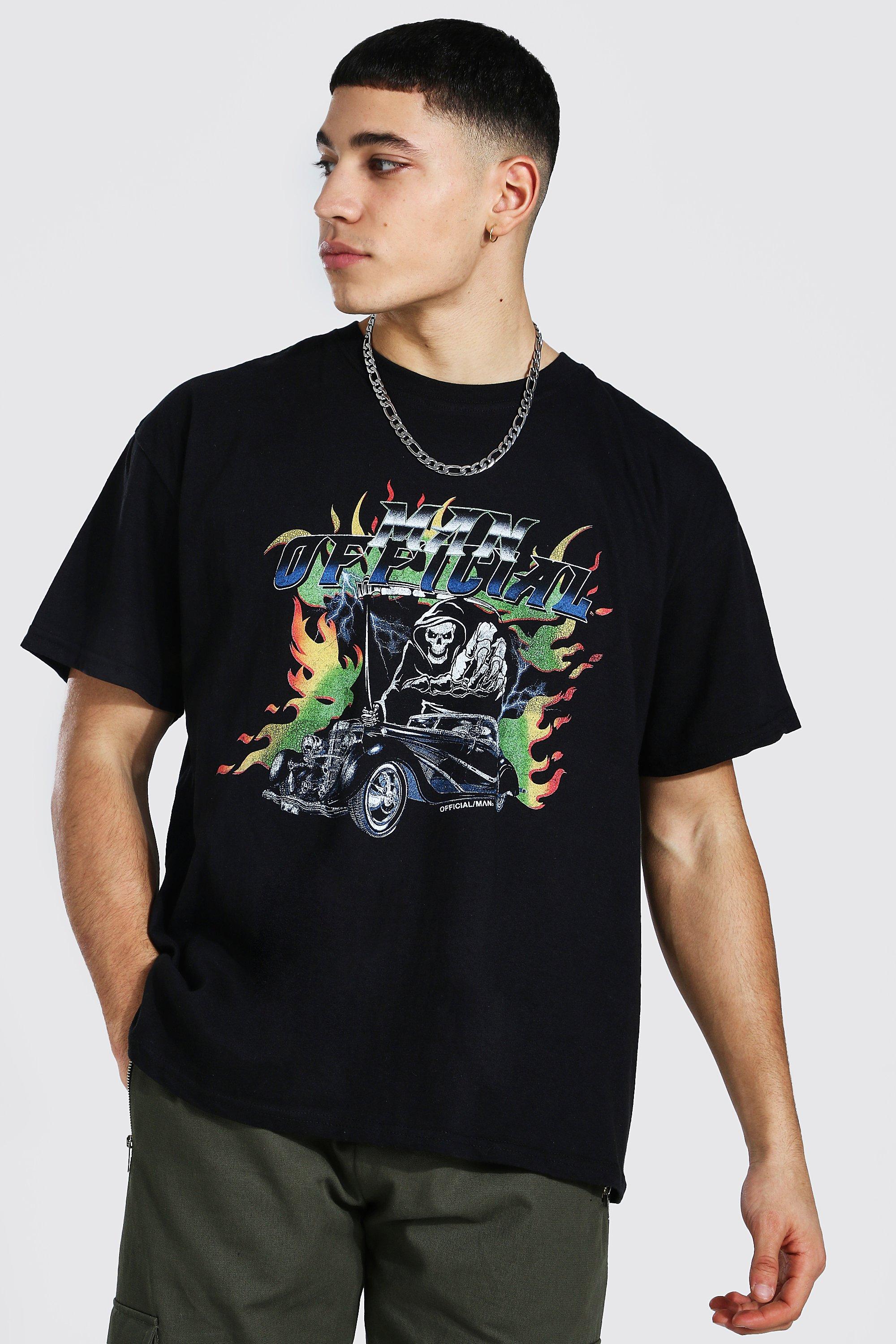 boohooMAN Oversized Car Graphic T-Shirt - Black - Size L