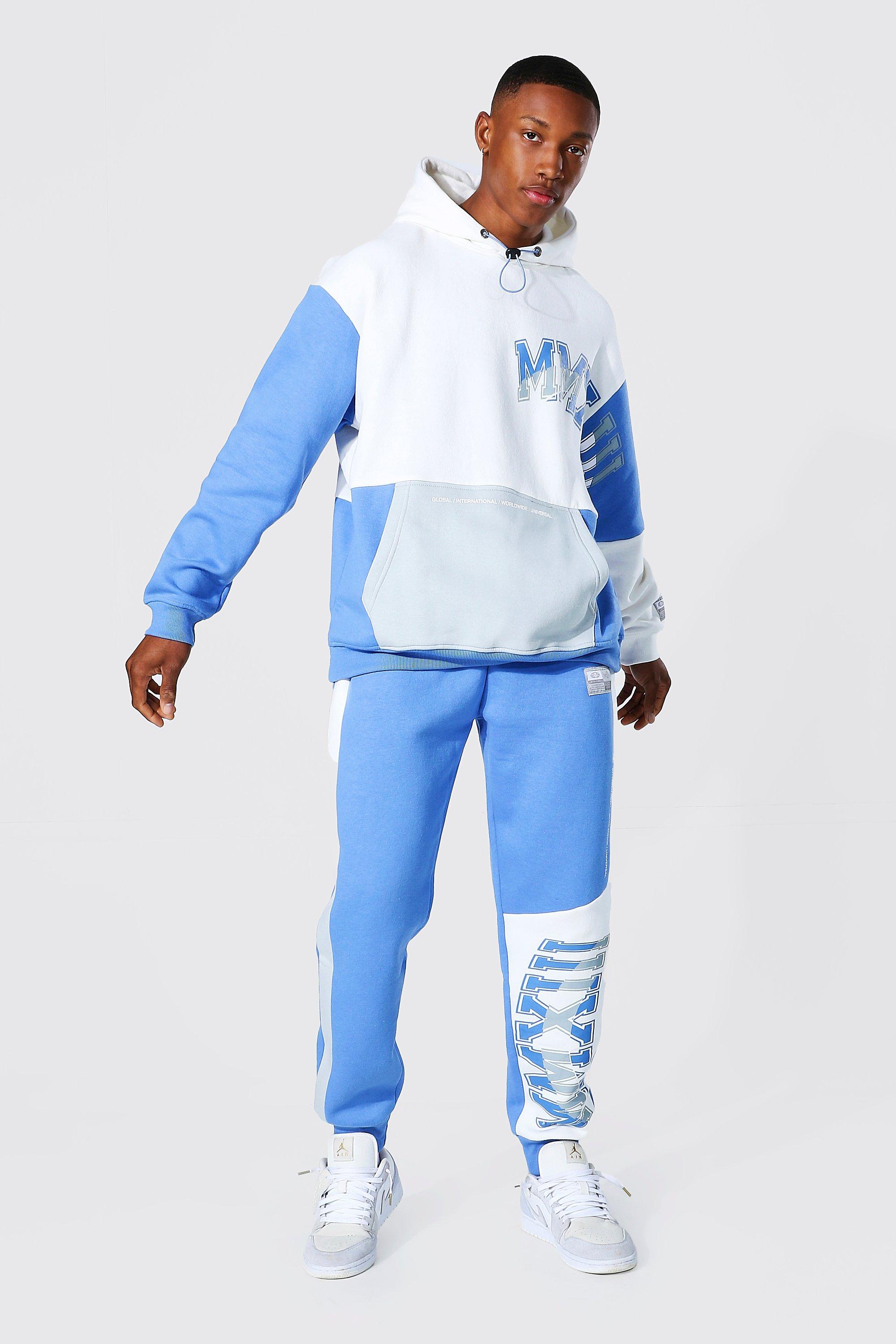 Boohooman blue hot sale tracksuit