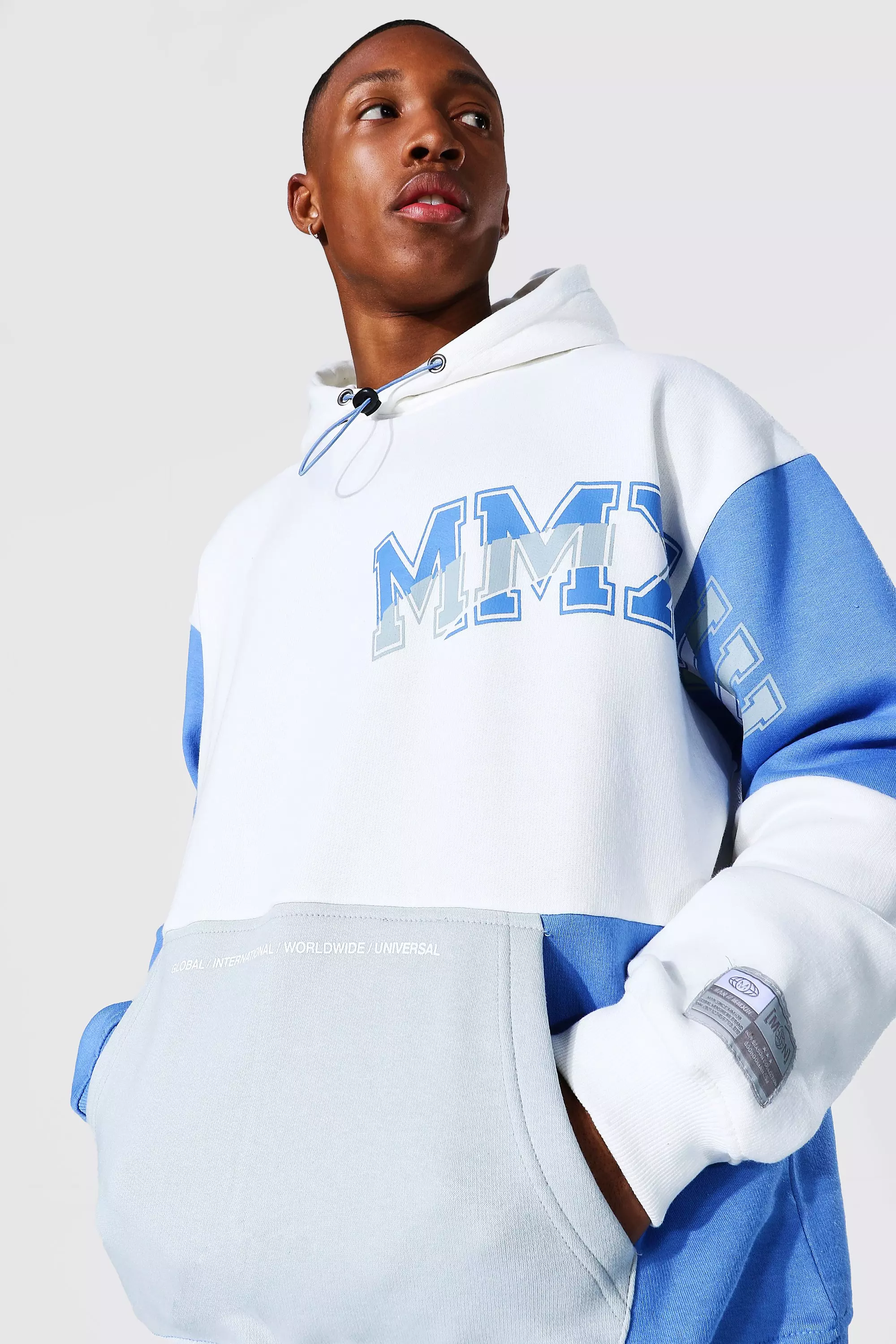 Oversized Varsity Colour Block Hood Tracksuit | boohooMAN USA