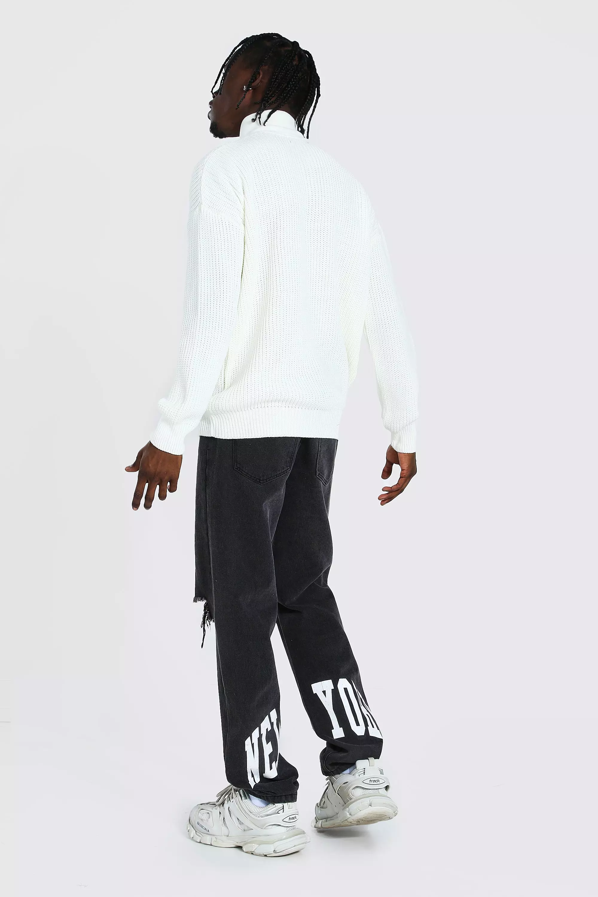 Cream Oversized Chunky Ribbed Half Zip Jumper alternative image