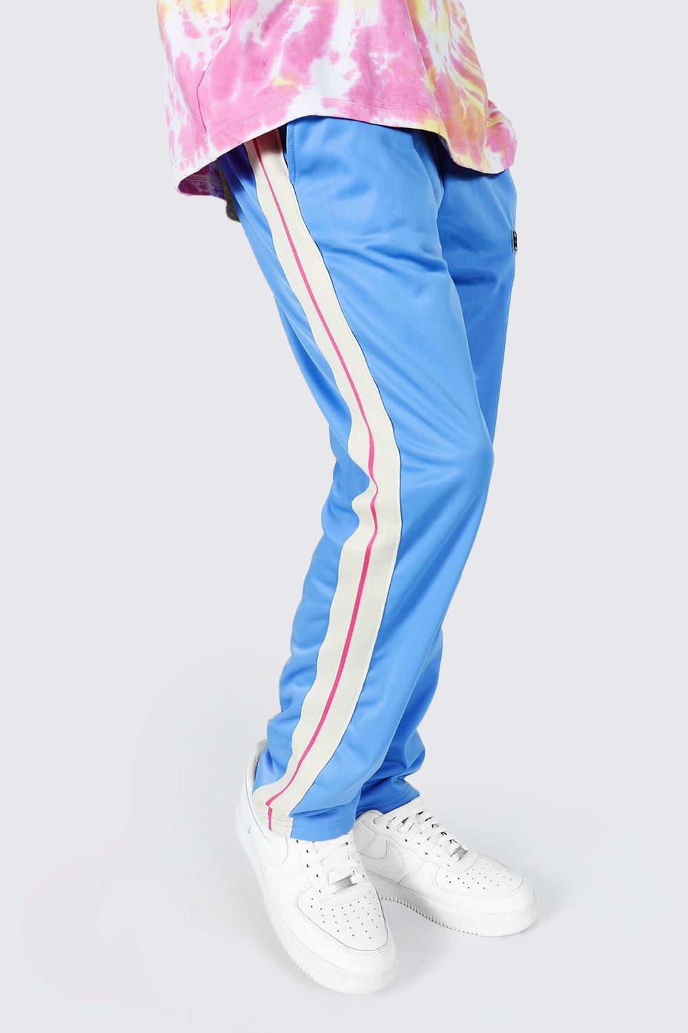 Loose Fit Tricot Joggers With Side Tape | boohooMAN USA