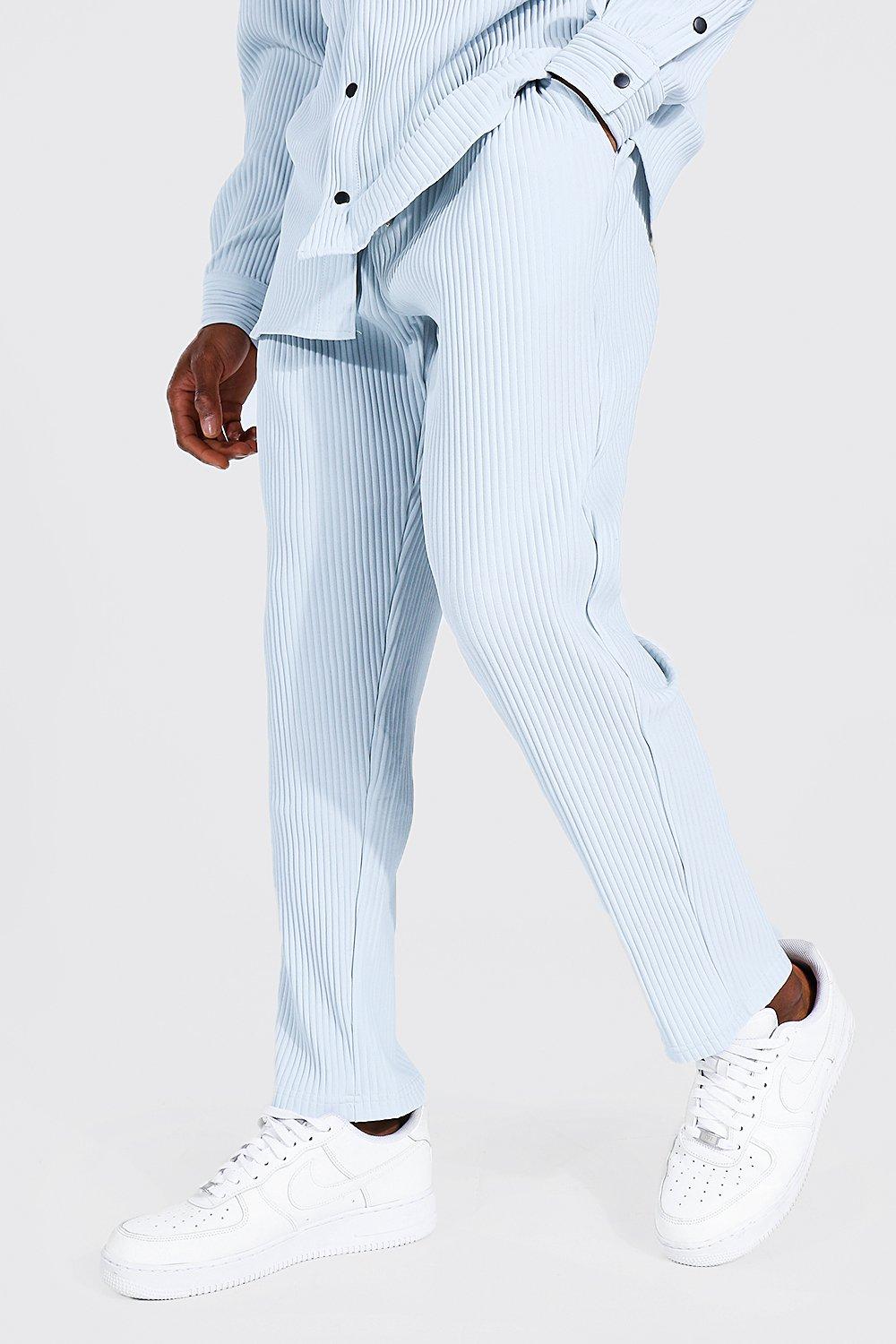 Pleated Slim Tapered Cropped Jogger Trouser, Light blue