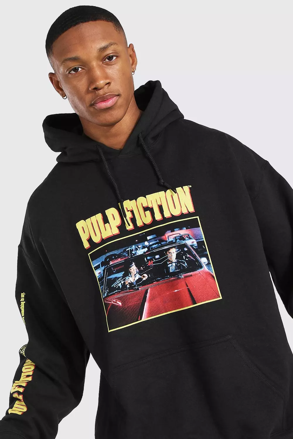 Oversized Pulp Fiction Sleeve License Hoodie boohooMAN UK