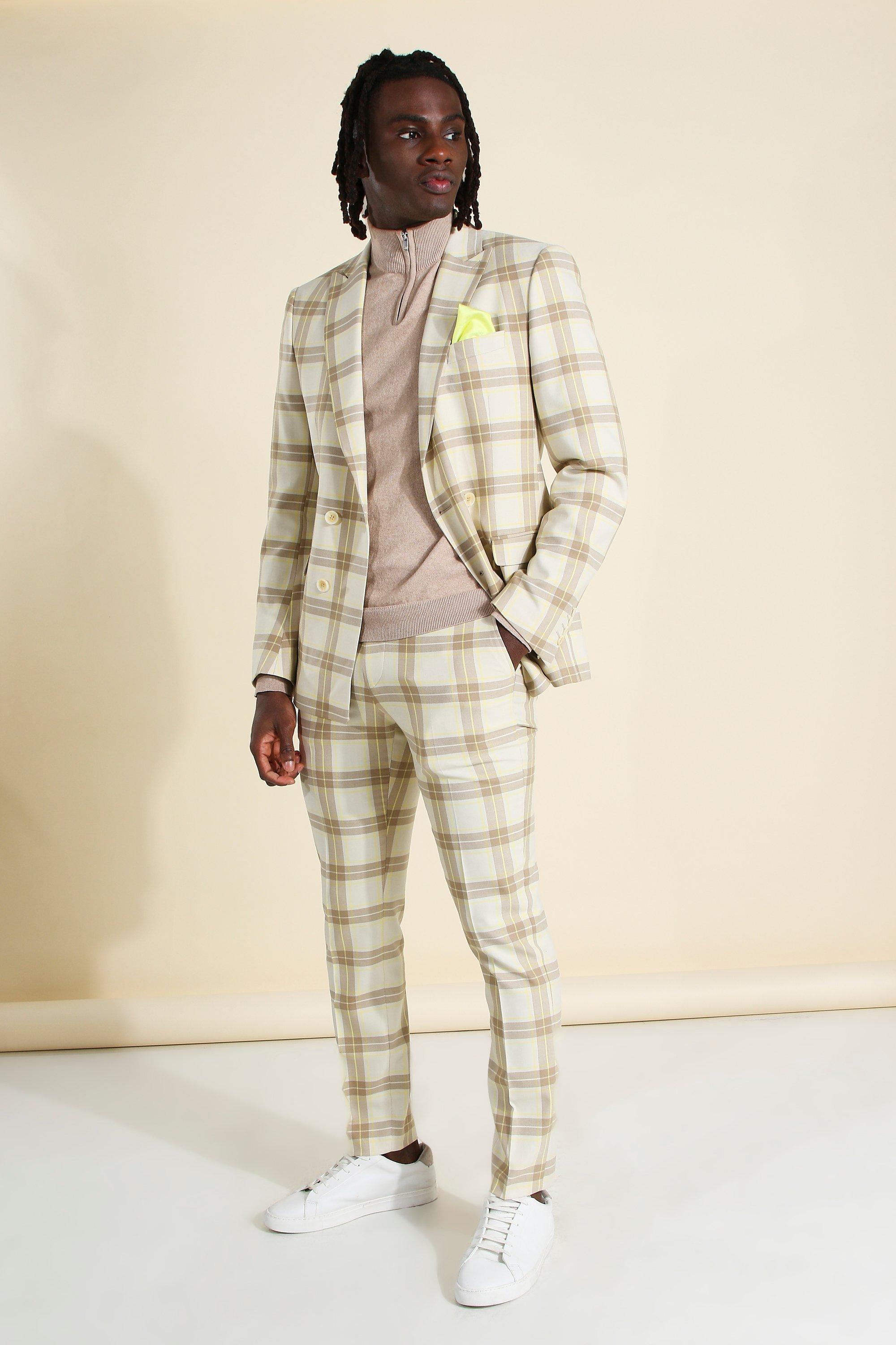 Mens skinny check suit store