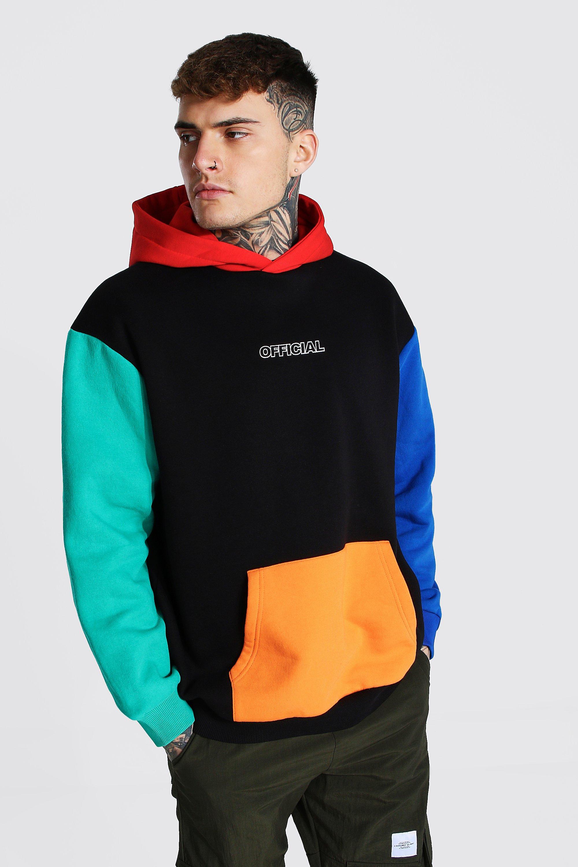 Oversized Official Colour Block Hoodie boohooMAN USA