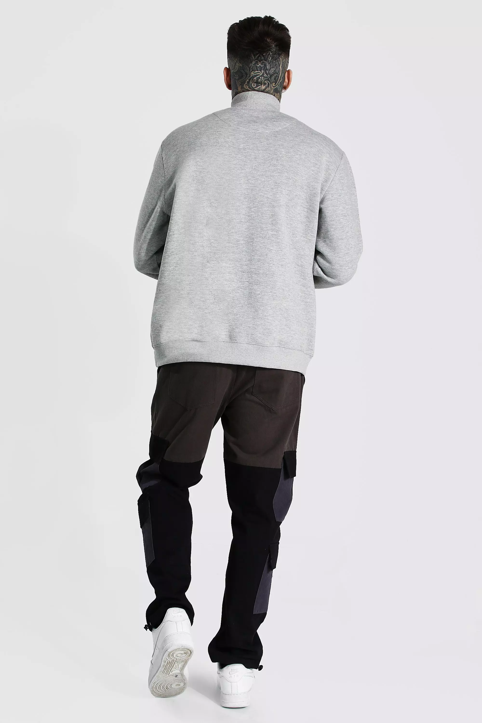 Grey marl Oversized Half Zip Funnel Neck Sweatshirt alternative image