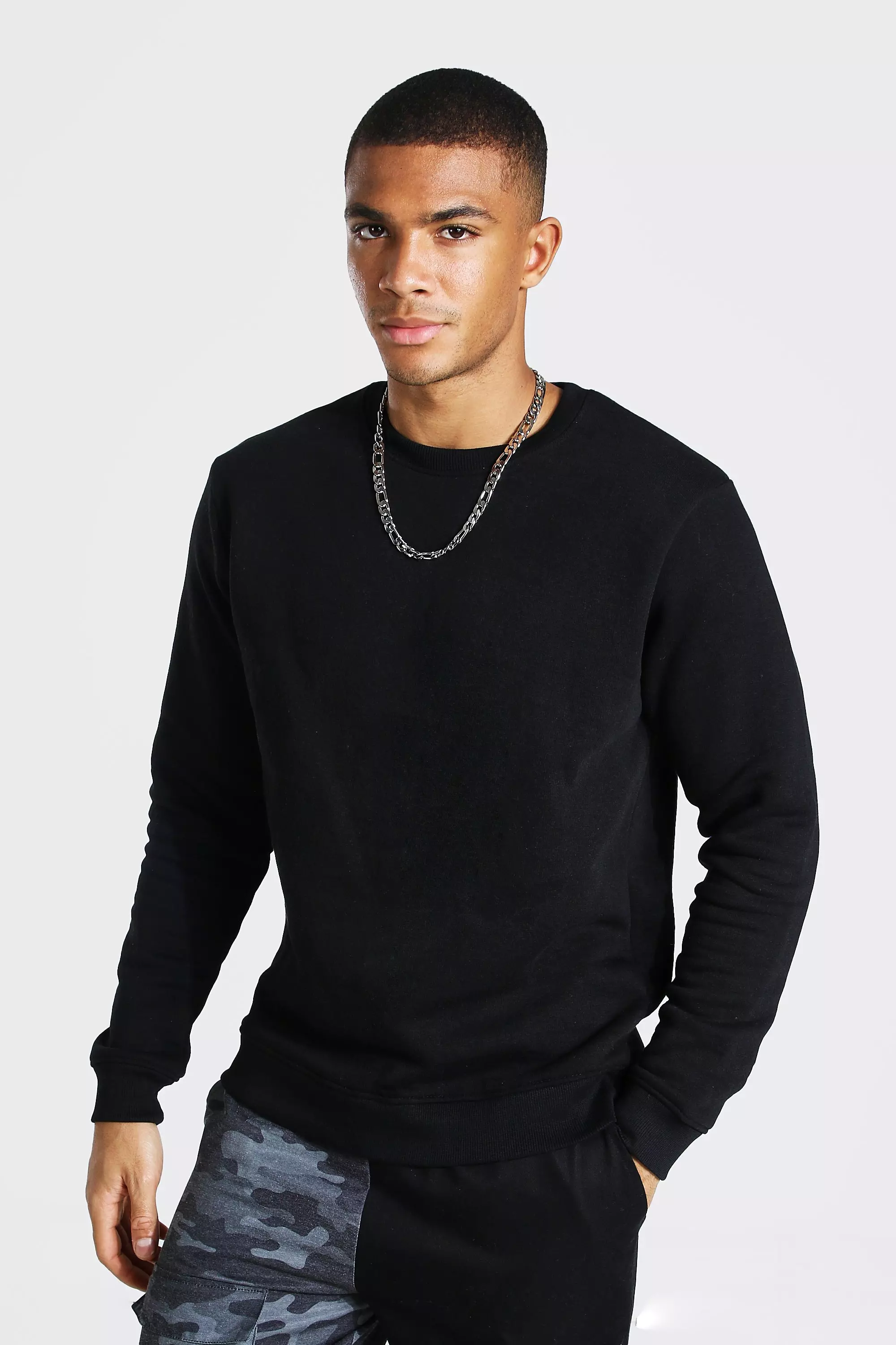 Slim Fit Crew Neck Sweatshirt boohooMAN