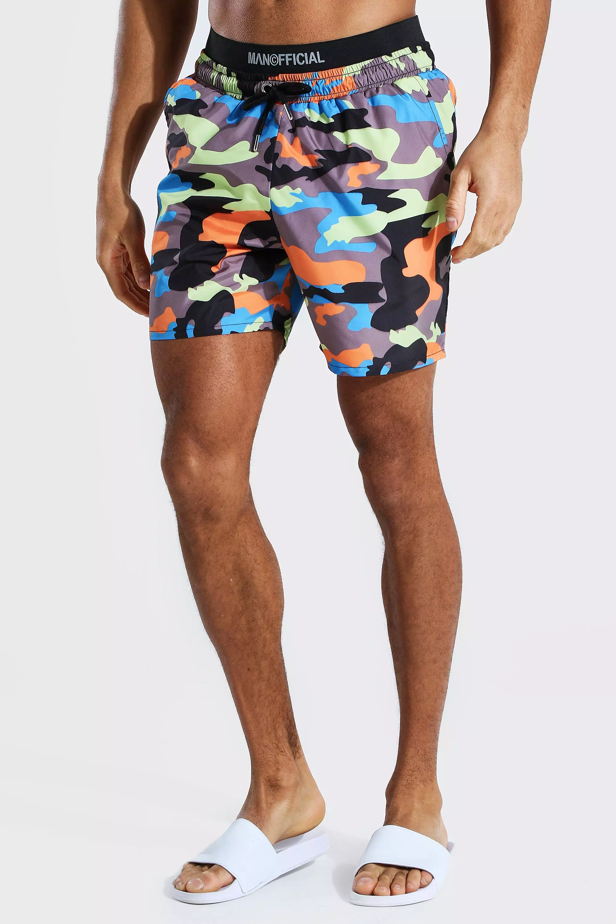 Man Official Waistband Camo Mid Length Swim Multi