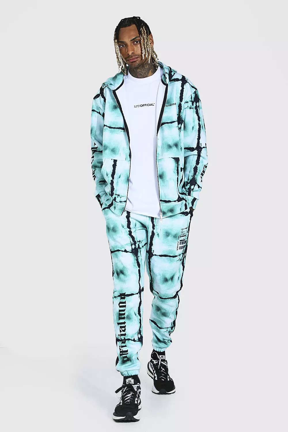 Oversized Man Tie Dye Dual Zip Tracksuit | boohooMAN USA