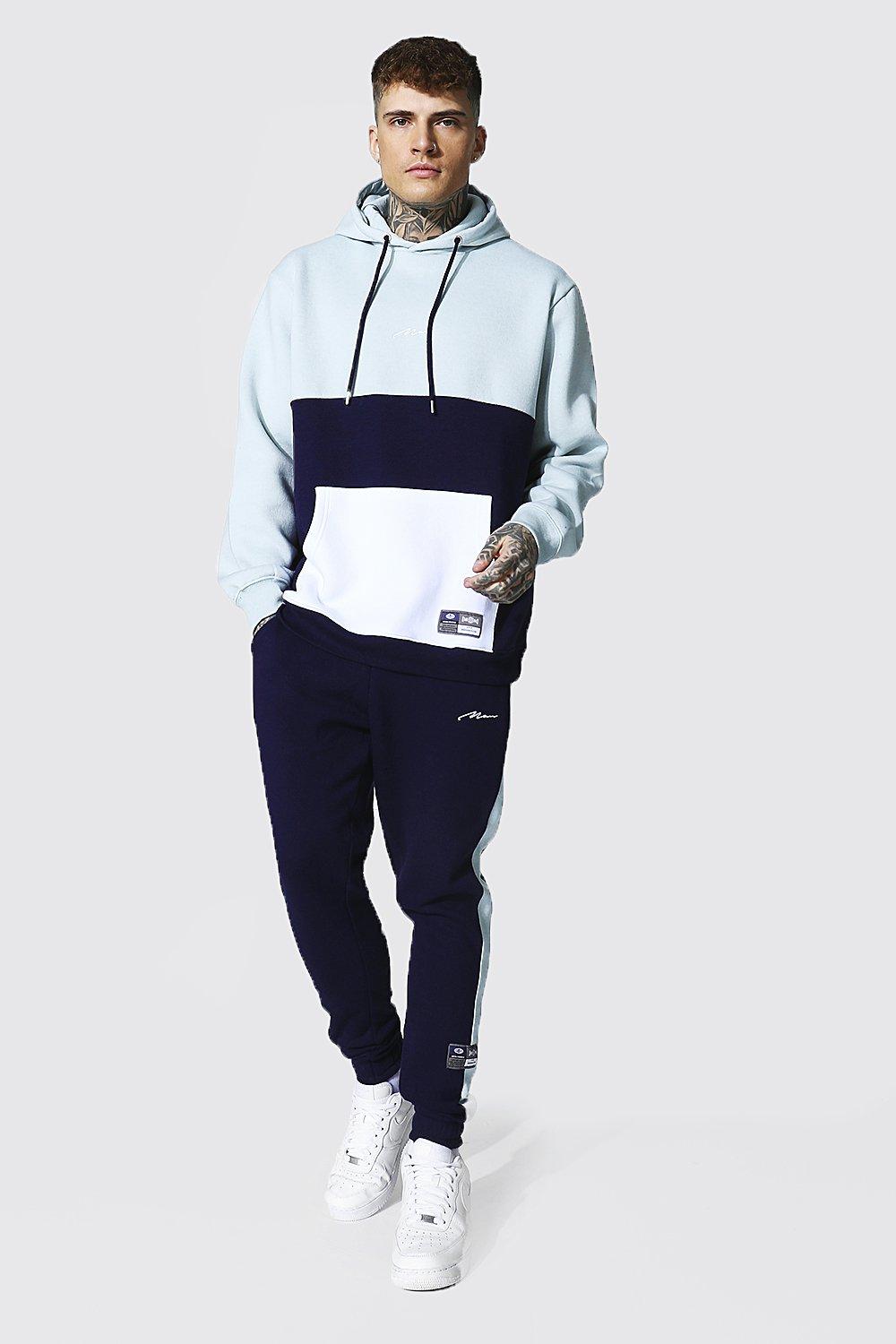 Man Signature Colour Block Hooded Tracksuit