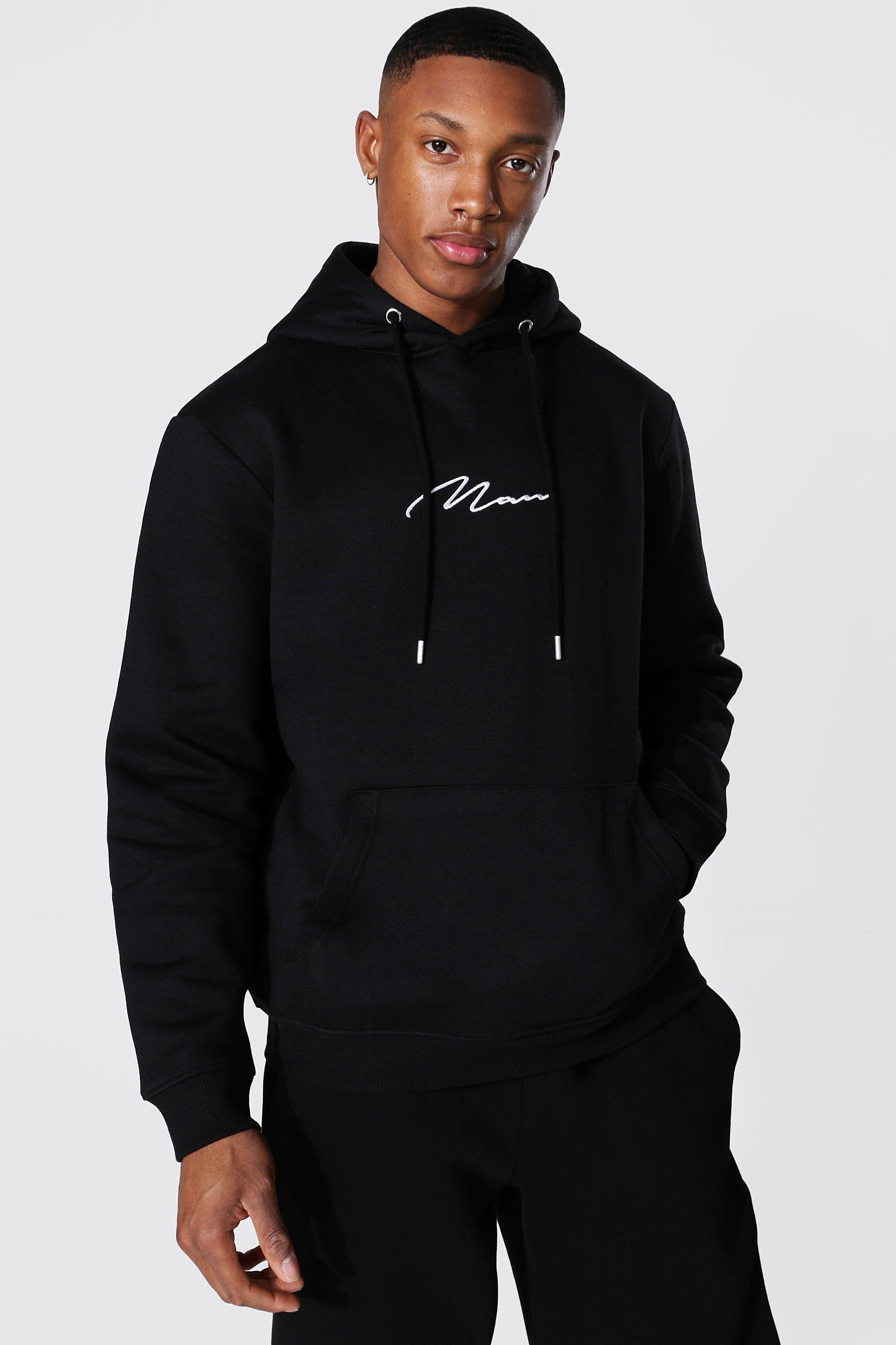 boohooMAN Plus Size Man Signature Embroidered Hoodie