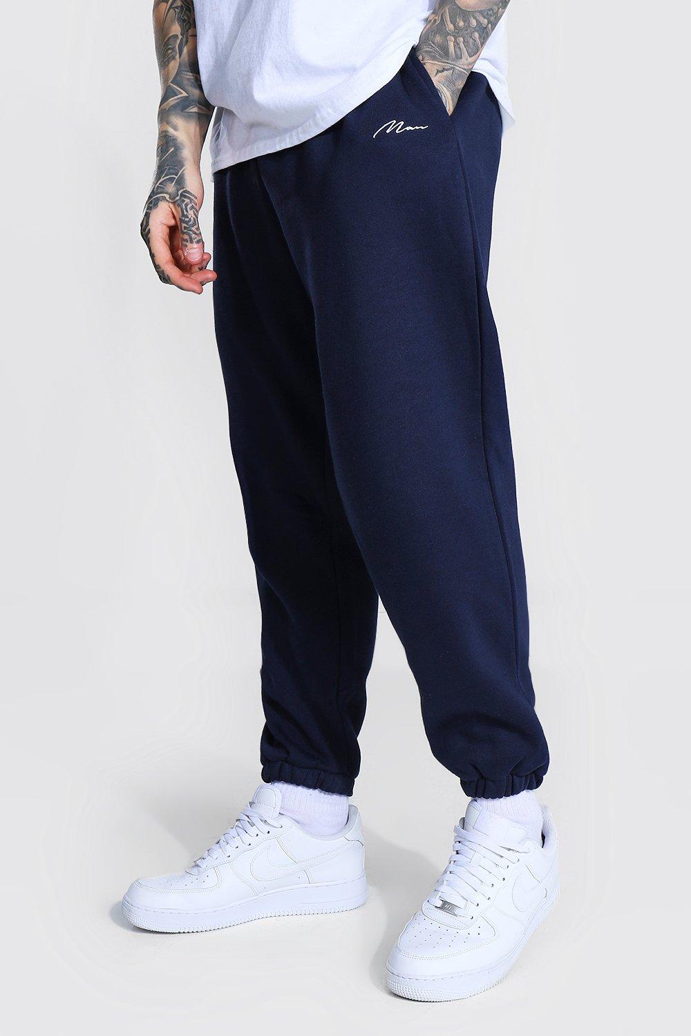 boohooman navy joggers