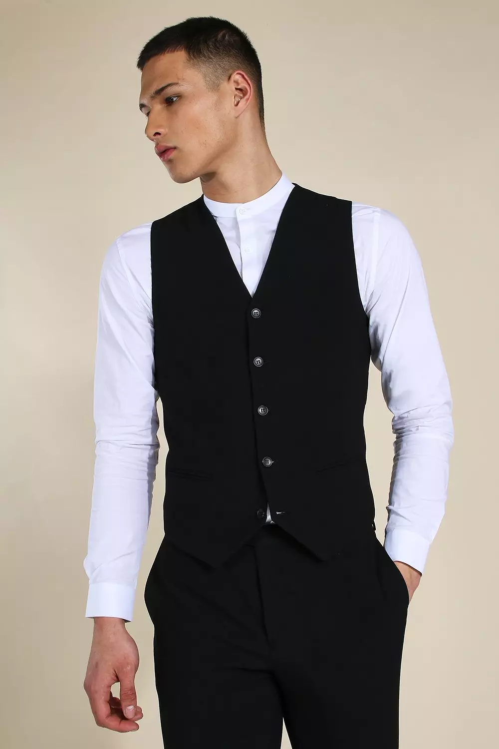 Skinny Black Waistcoat alternative image