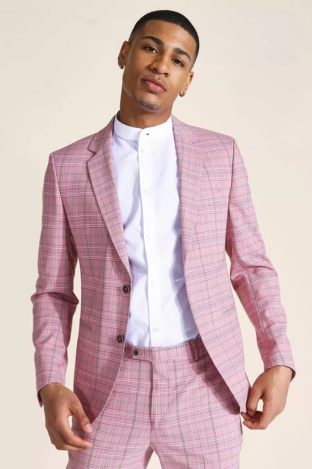 Mens skinny check on sale suit