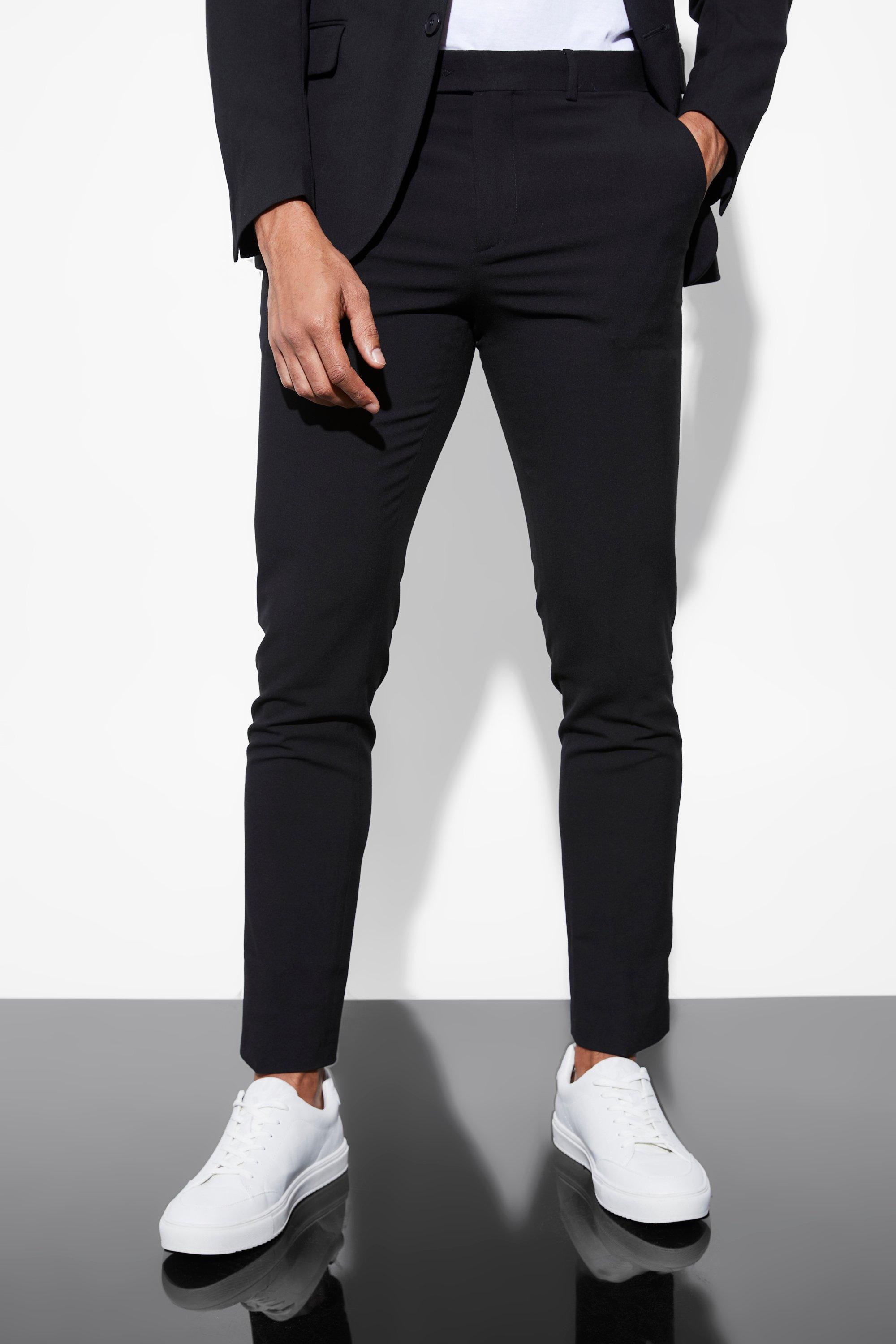 Men Black Solid Slim Fit Formal Trousers