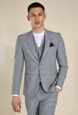 Skinny Grey Single Breasted Jacket Grey