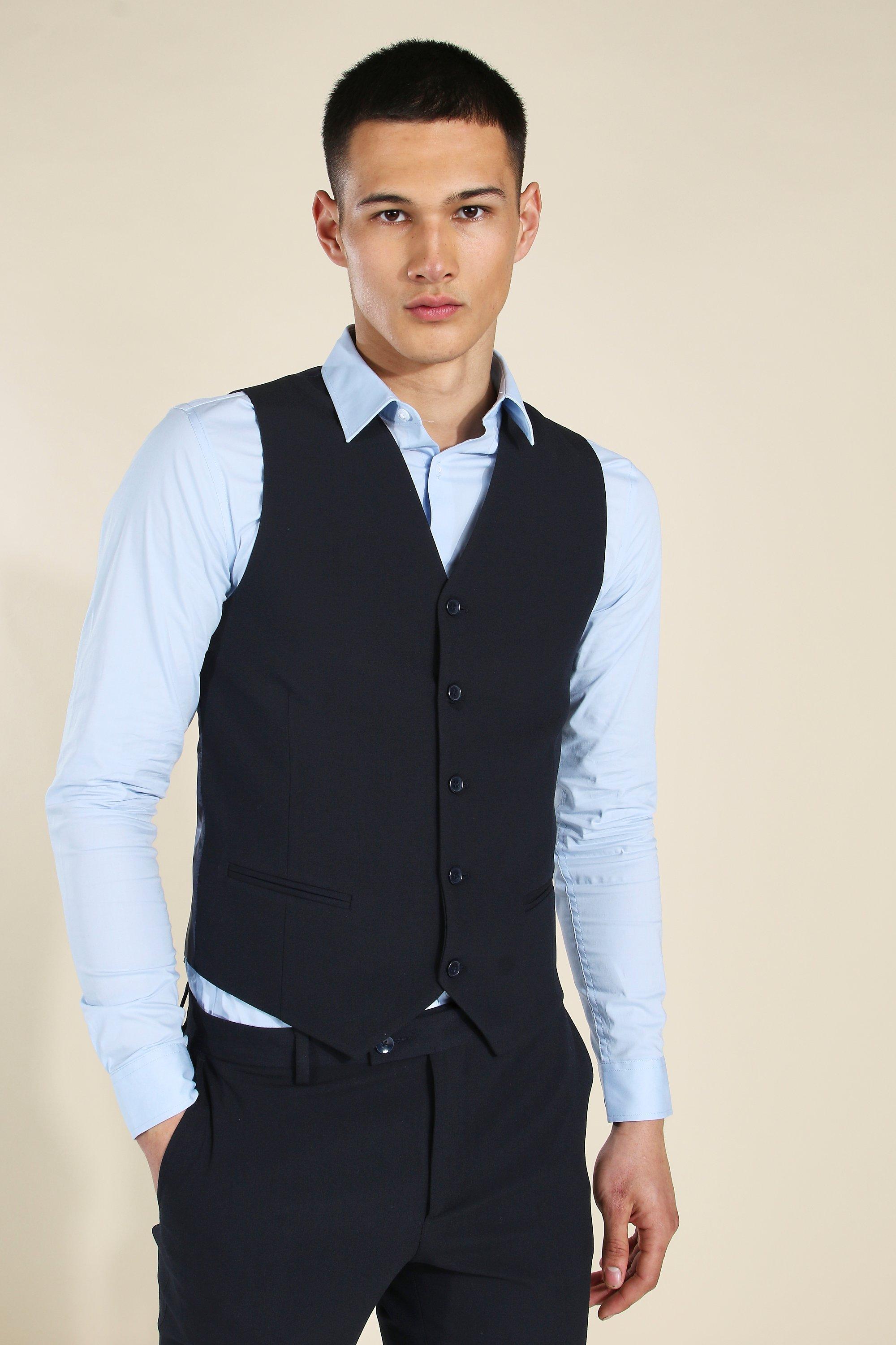 Skinny Dark Navy Waistcoat